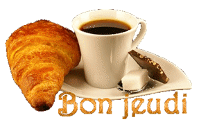 Gif animé Bon jeudi croissant café